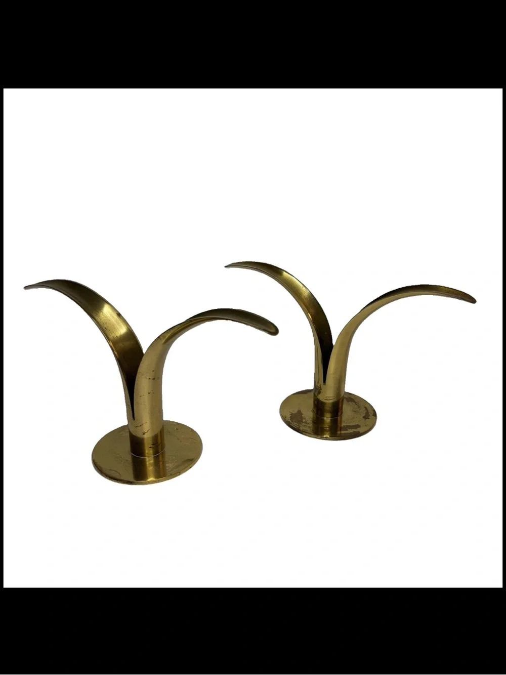 Ystad-Metall Vintage Candle Stick Holder Made In Sweden Brass Pair